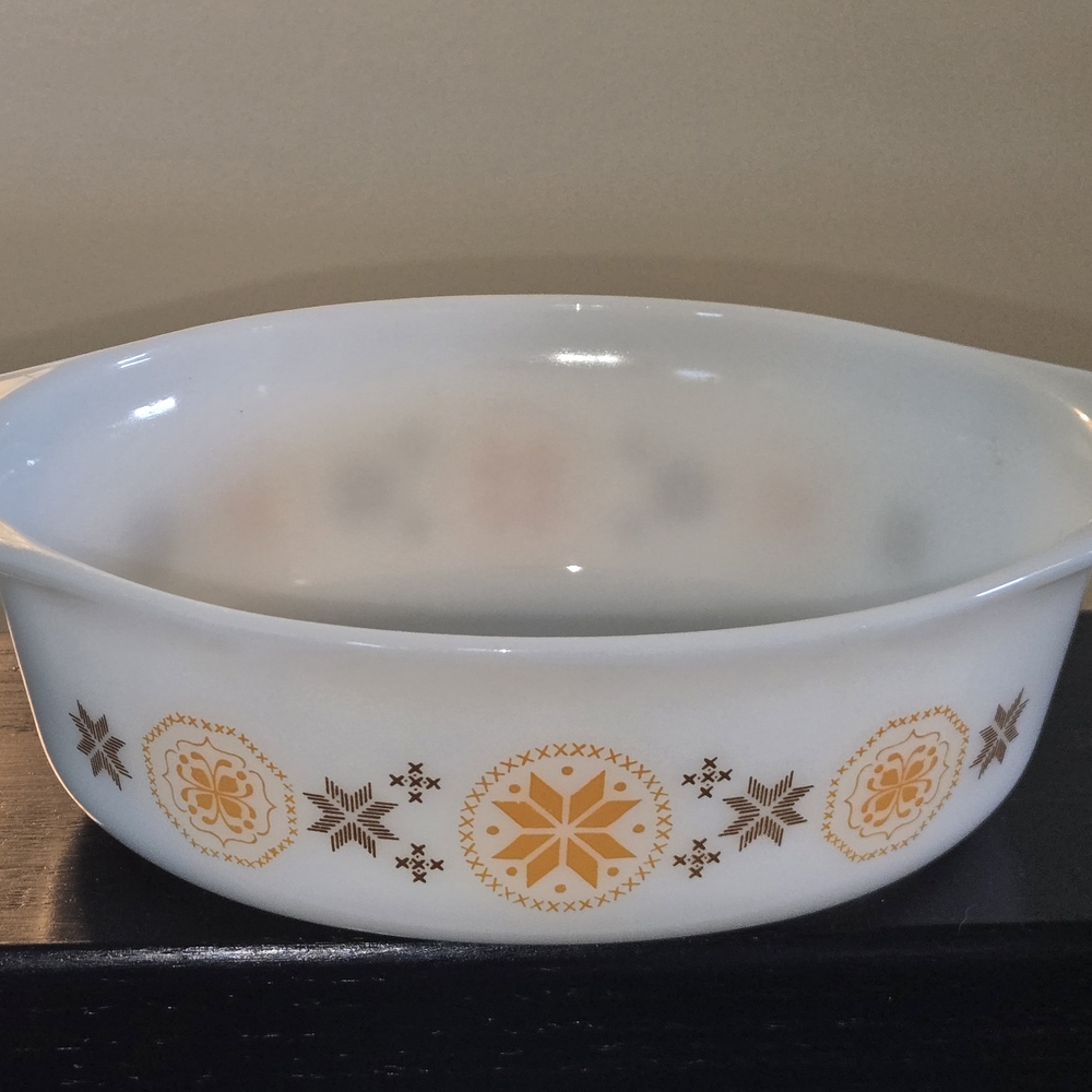 Vintage White and Brown Casserole Dish